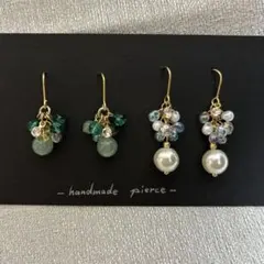 K16GPフック使用　ハンドメイドピアス2点セット