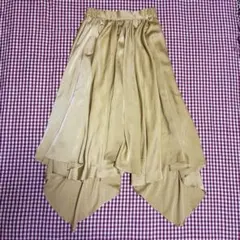 axesfemmアクシーズ からしイエローサテン風 イレヘムフレアスカート