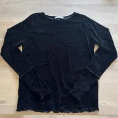 新品同様 DISCOATフロッキーメッシュＴシャツ 黒 ベロア 長袖