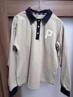 PUMA プーマ 長袖ポロシャツ ベージュ/ブラック