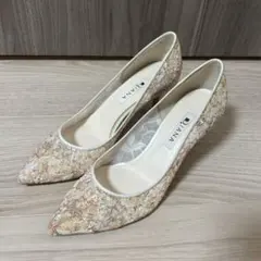 【新品未使用】ダイアナ ブライダルシューズ パンプス フラワー刺繍