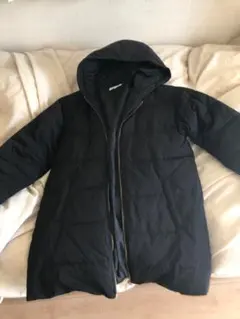 ブラック中綿コート フード付き