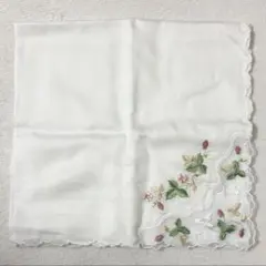 【美品】WEDGWOOD ウェッジウッド　ワイルドストロベリー　レースハンカチ