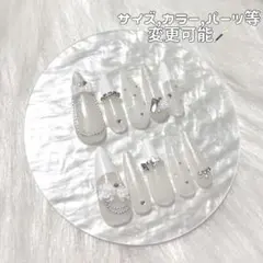 オーダー ネイルチップ 量産型 スナ系 フレンチ ガーリー リボン ハート 地雷