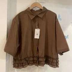 12 新品　ローリーズファーム　今期　夏物　フリル　ブラウス　ブラウン