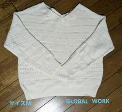透かし編み白ニット　グローバルワーク　サイズM