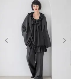 ローリーズファーム　ラナテックワイドパンツ　チャコールグレー　M