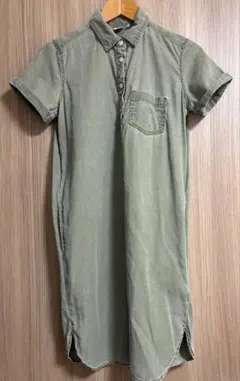 GAP 半袖シャツワンピース　XS オリーブグリーン
