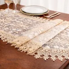 テーブルランナー オーガンジー レース 刺繍 北欧 テーブルクロス 40×120
