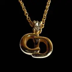 希少　Dior ネックレス　ラインストーン　CDロゴ　ゴールド　 ディオール