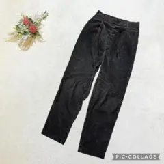 グローバルワーク 【M】 コーデュロイパンツ カジュアル テーパード 光沢 黒