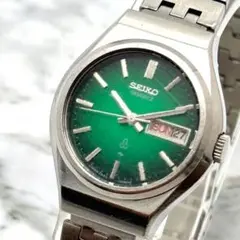 美品　稼働品　SEIKO クォーツ　グリーン文字盤　デイデイト　腕時計　緑　希少