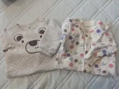 クマと花柄のロンパース2点セット