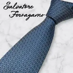 Salvatore Ferragamo フェラガモ　ネクタイ 水色　幾何学模様