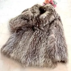 肉厚ボリューム◎サガ シルバーフォックス ファーコート リアルファー 毛皮