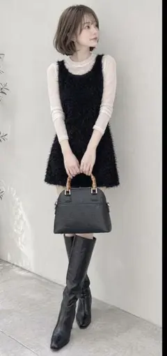 AZUL BY MOUSSY 黒　ミニバック　バンブーハンドルく