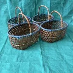 りんご摘み 収穫 手かご 青森県産 職人手づくり 竹細工 6個