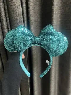 ディズニー　ミニーマウス　ターコイズカチューシャ