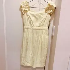 リリーブラウンlilybrownオフショルタイトワンピースイェロー花ドレス