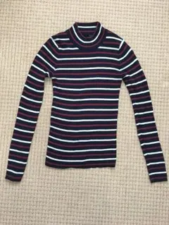 Heather ボーダーリブニット