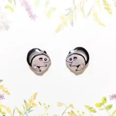 小さなピアスシリーズ★フクロモモンガのピアス/ノンホールピアス(樹脂イヤリング)