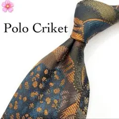 オ*ン様 【美品】Polo Criket ネクタイ 総柄 ダークグリーン ブルー