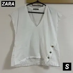 ZARA woman Sサイズ　半袖　Tシャツ　ストライプ　白のサムネイル