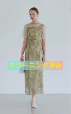 【LEJA】アシンメトリーシアーフラワードレスワンピース 結婚式 ドレス　S