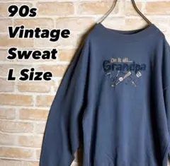 ヴィンテージ 2段 刺繍ロゴ ビッグロゴ グランパ ゆるダボ スウェット