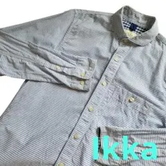 ikka 長袖シャツ ボーダー柄 ブルー系 Mのサムネイル