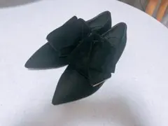 HENRY CUIR ブラックフラットパンプスのサムネイル