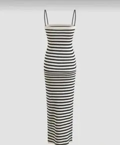 SHEIN ボーダー リブ キャミワンピース ロング丈