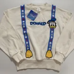 新品タグ付き　ドナルド　ホワイト　ブルー　裏毛トレーナー　120 青色　長袖