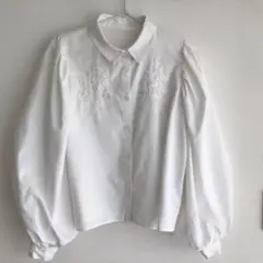 INGNI 刺繍　バルーンスリーブブラウス　Mサイズ　ホワイト
