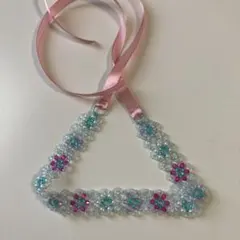 ビーズ　チョーカー　リボン　ハンドメイド　アクセサリー