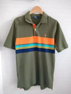 POLOラルフ・ローレン オリーブグリーン ボーダーポロシャツ