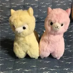 アルパカ　ぬいぐるみ　黄色、ピンク