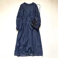 美品✨トゥモローランド MACPHEE リネン刺繍ワンピース ネイビー