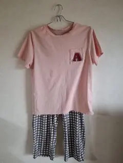 チュチュアンナルームウェアセット ピンク Tシャツ チェックパンツ