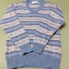 Hunting Stewart M ウールニットセーター　編み込み模様　レトロ