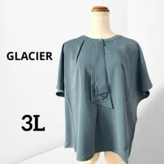 【グラシア】新品 ブラウス 半袖 ボウタイ風 ゆったり きれいめ オフィス 3L