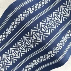 107半幅帯 小袋帯 純綿 明るめの粋な紺色 白献上柄 浴衣 小紋 着物