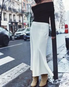 ZARAフリルヘムクレープミディスカート XSサイズ