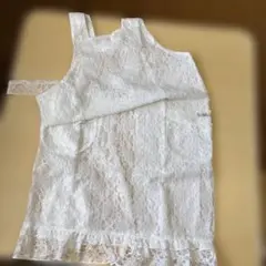 ホワイトレースエプロン ポケット付き