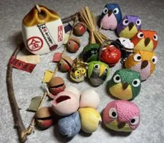 観光地土鈴・フクロウちりめん細工などセット