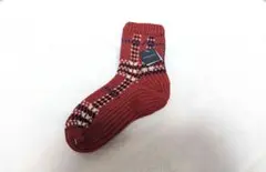 BURBERRY　赤のチェック柄ニットソックス