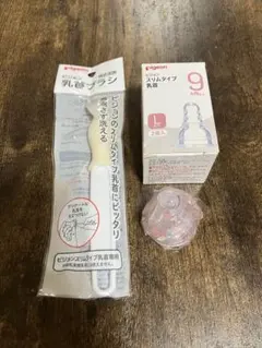 Pigeon 哺乳瓶用乳首 Lサイズ 1個　乳首ブラシ 1本