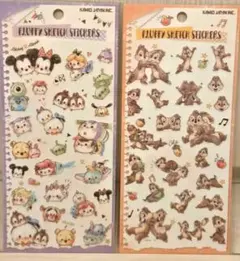 フラッフィースケッチステッカー　チップとデール、ツムツム　2枚セット