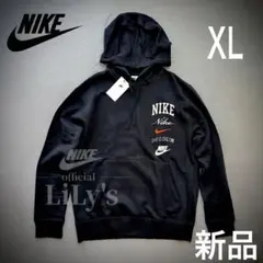 【ＸＬサイズ】NIKEパーカー　黒ブラック×オレンジ　プルオーバー　スウォッシュ