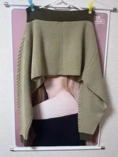 GYDA バイカラーケーブルニットトップス